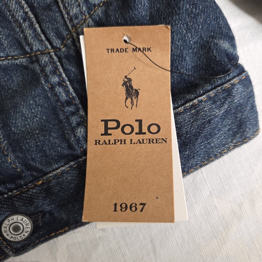NWT Polo Ralph Lauren Baby Denim Jacket 9M Inwood Trucker Jean Flag Patch - Picture 4 of 13